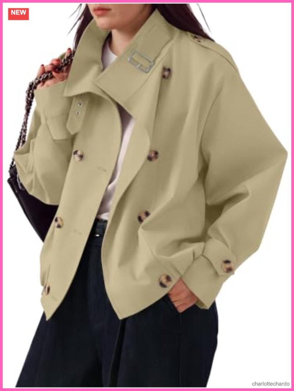 Plus Size Cropped Trench Coat Funnel Neck Lightweight Jacket